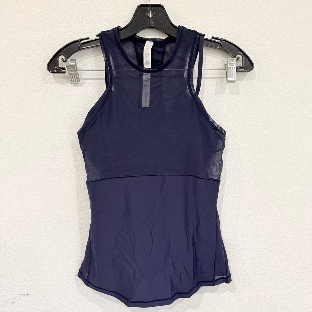 Lululemon Fresh In Mesh Tank Midnight Navy Women’s Size 2 - Picture 3 of 5